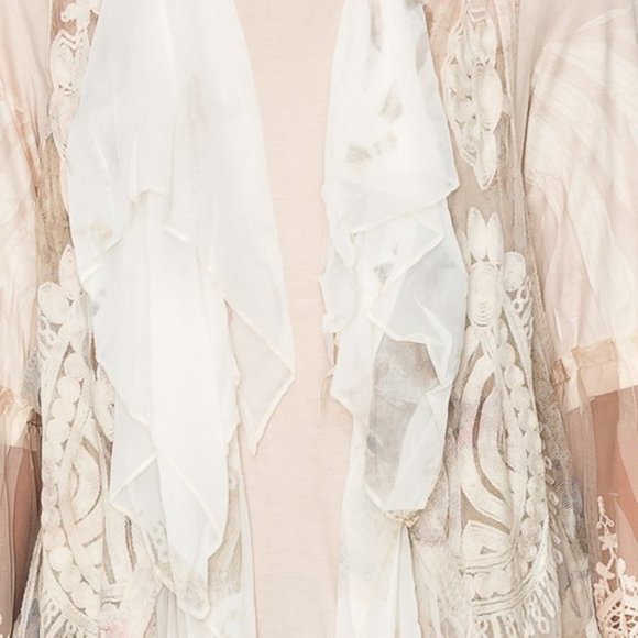 new ORIGAMI CHIFFON RUFFLE kimono vest shirt cardigan wrap SM-4XL western boho - Picture 3 of 10